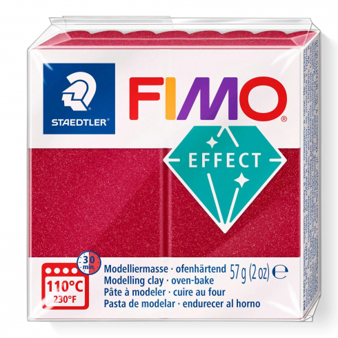Fimo Effect Knete - Metallicfarbe rubinrot, Modelliermasse 56g